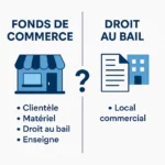 image détaillant les principales différences entre un fonds de commerce et un droit au bail