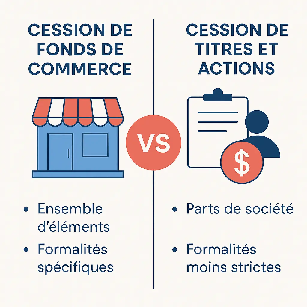tableau comparatif cession fonds de commerce ou cession titres et action