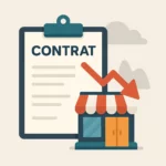 devanture d'un commerce avec un flèche qui descend