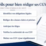 Infographie présentant 5 conseils pour bien rédiger des conditions générales de vente