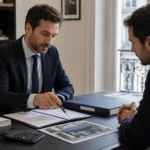 Avocat expliquant le séquestre du prix de vente à un client lors d’une cession de fonds de commerce