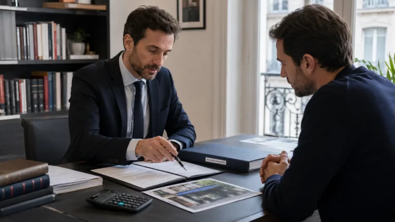 Avocat expliquant le séquestre du prix de vente à un client lors d’une cession de fonds de commerce