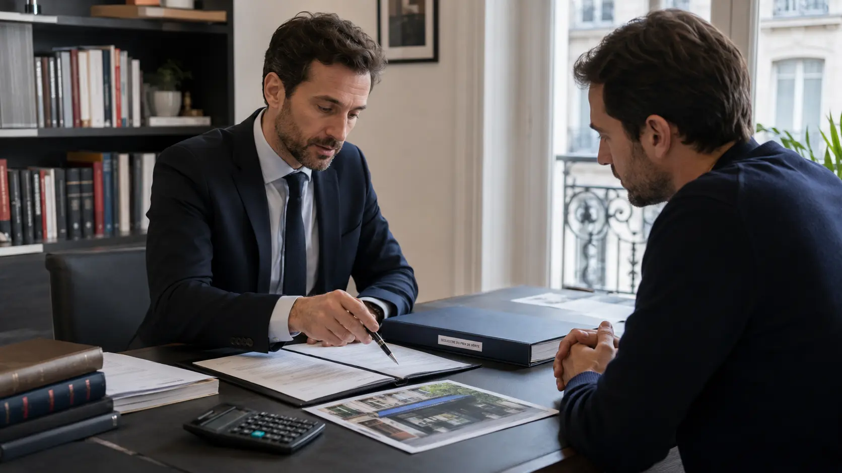Avocat expliquant le séquestre du prix de vente à un client lors d’une cession de fonds de commerce