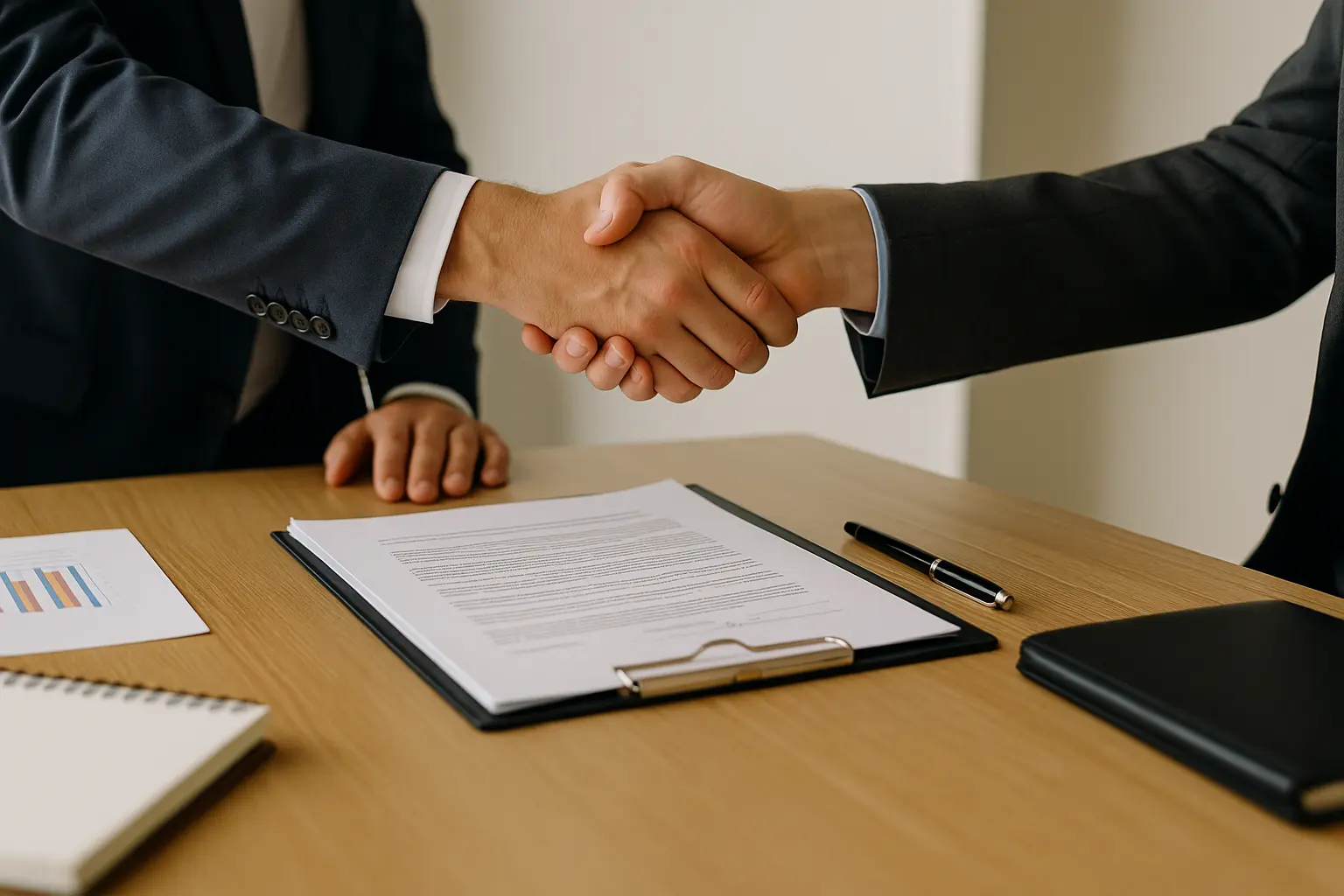 hommes qui se serrent la main dans un bureau
